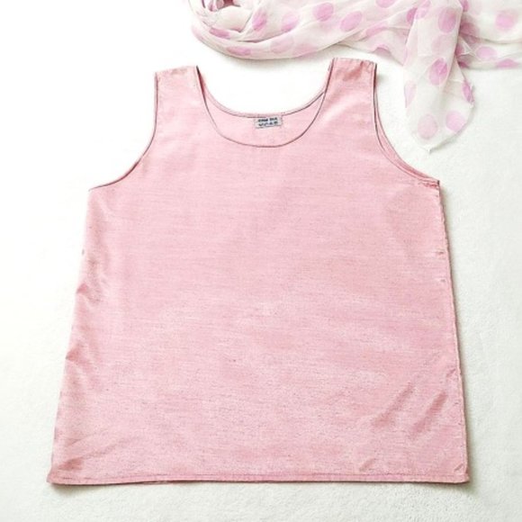 SIAM SILK 100% Thai Silk PINK Womens Tank Top Slip-on Round Neckline Sleeveless - Picture 4 of 12